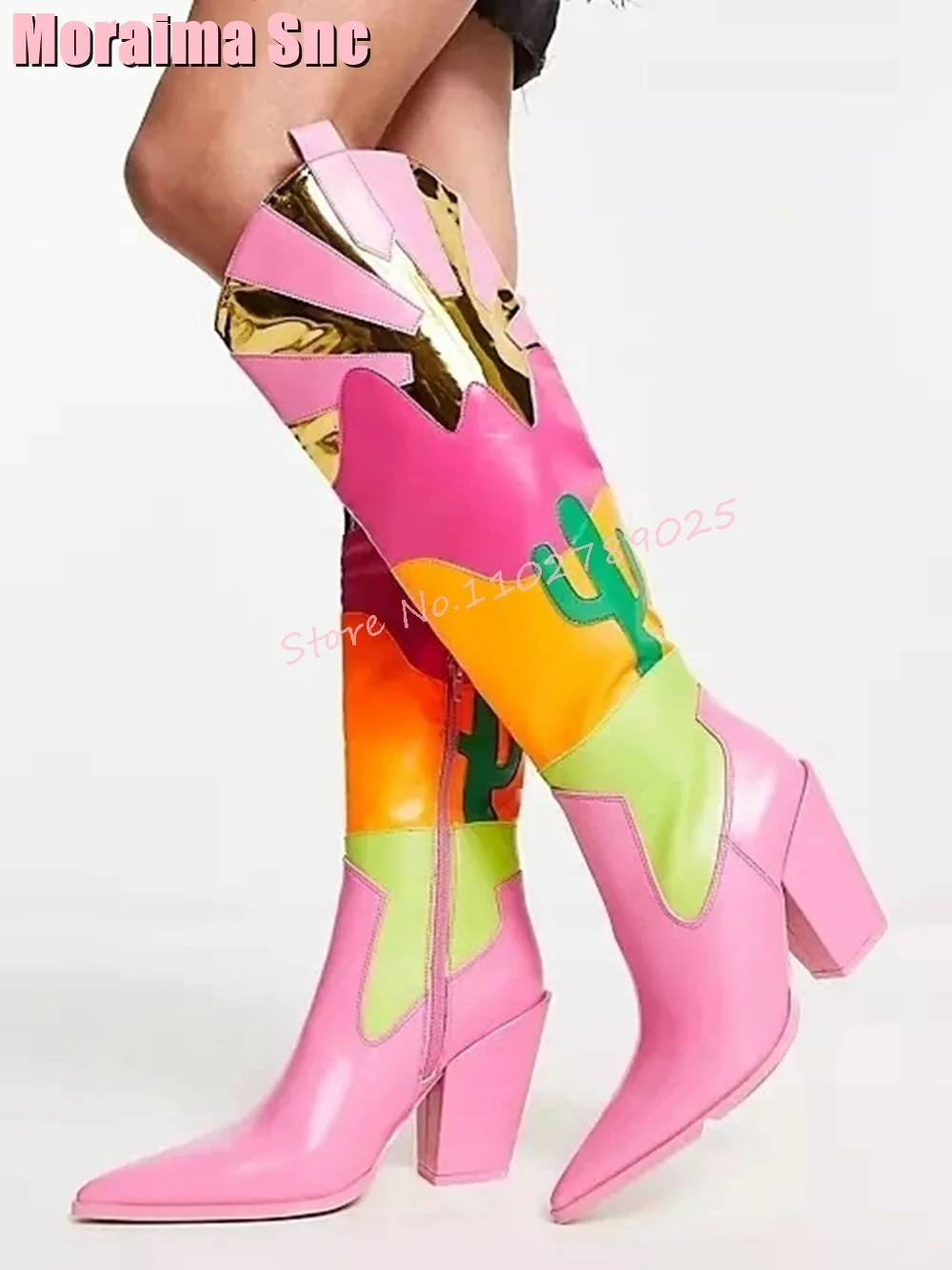 Ethnic Fashion Runway - Bottes hautes pointues pour femmes, bottes