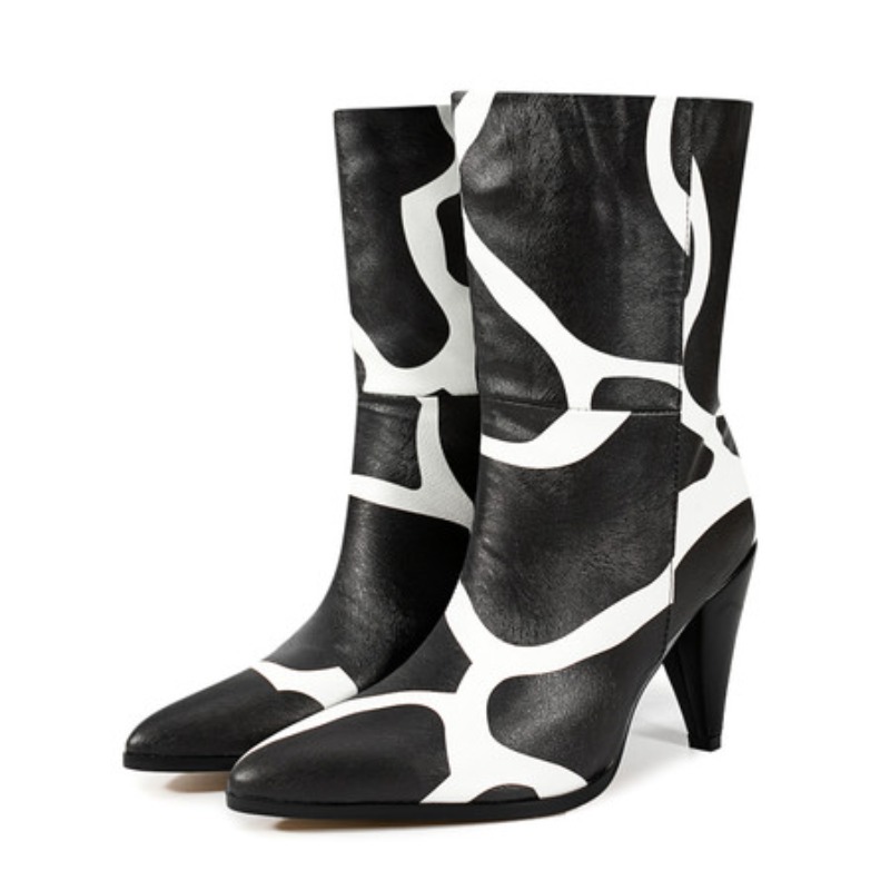 Ethnic Fashion Runway - Bicolor Spike talons tirer sur bottes