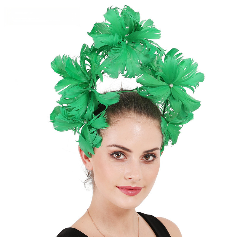 Ethnic Fashion Runway - Coiffe à plumes exagérée pour femme,